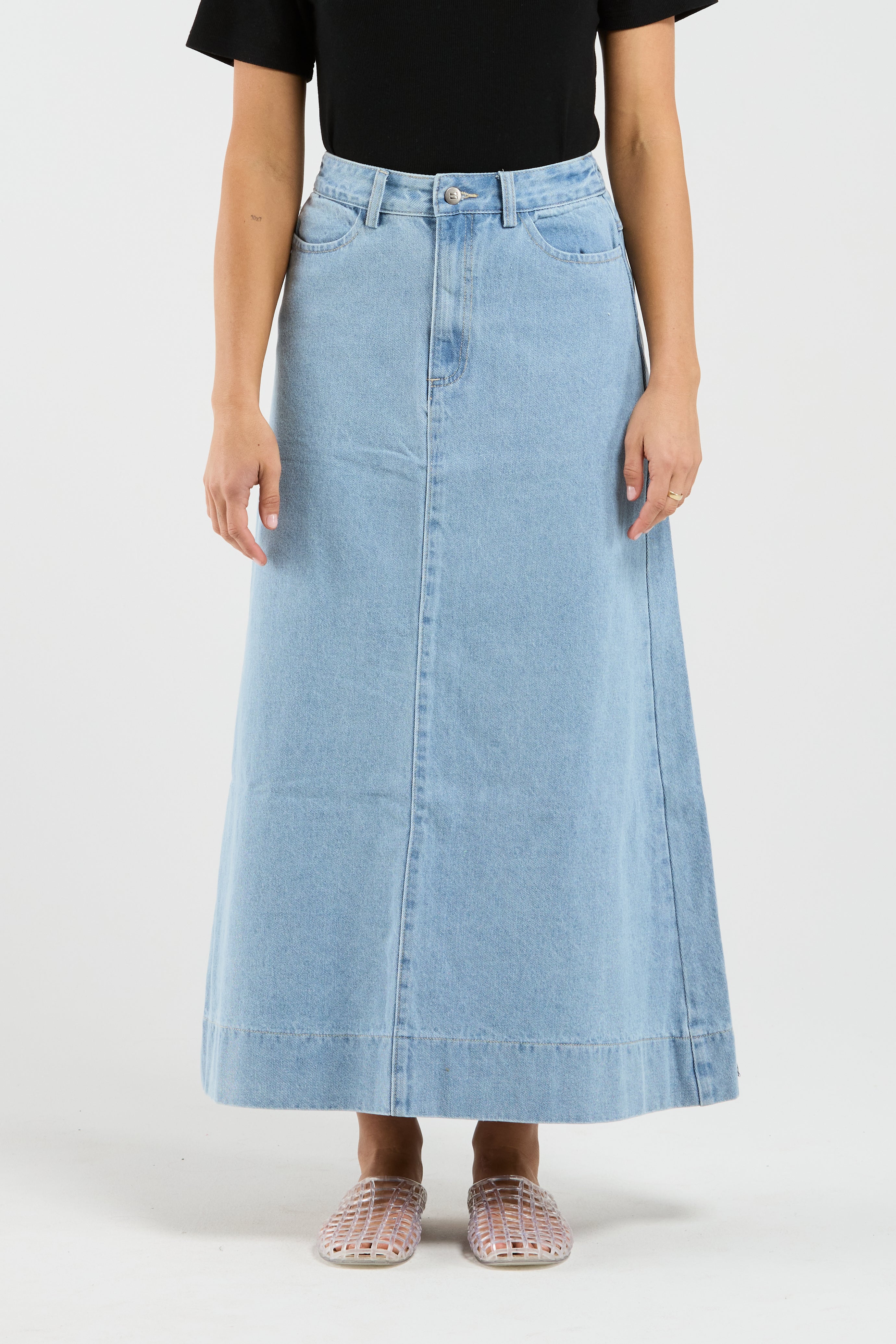 Bettie Skirt - Stone Wash Denim