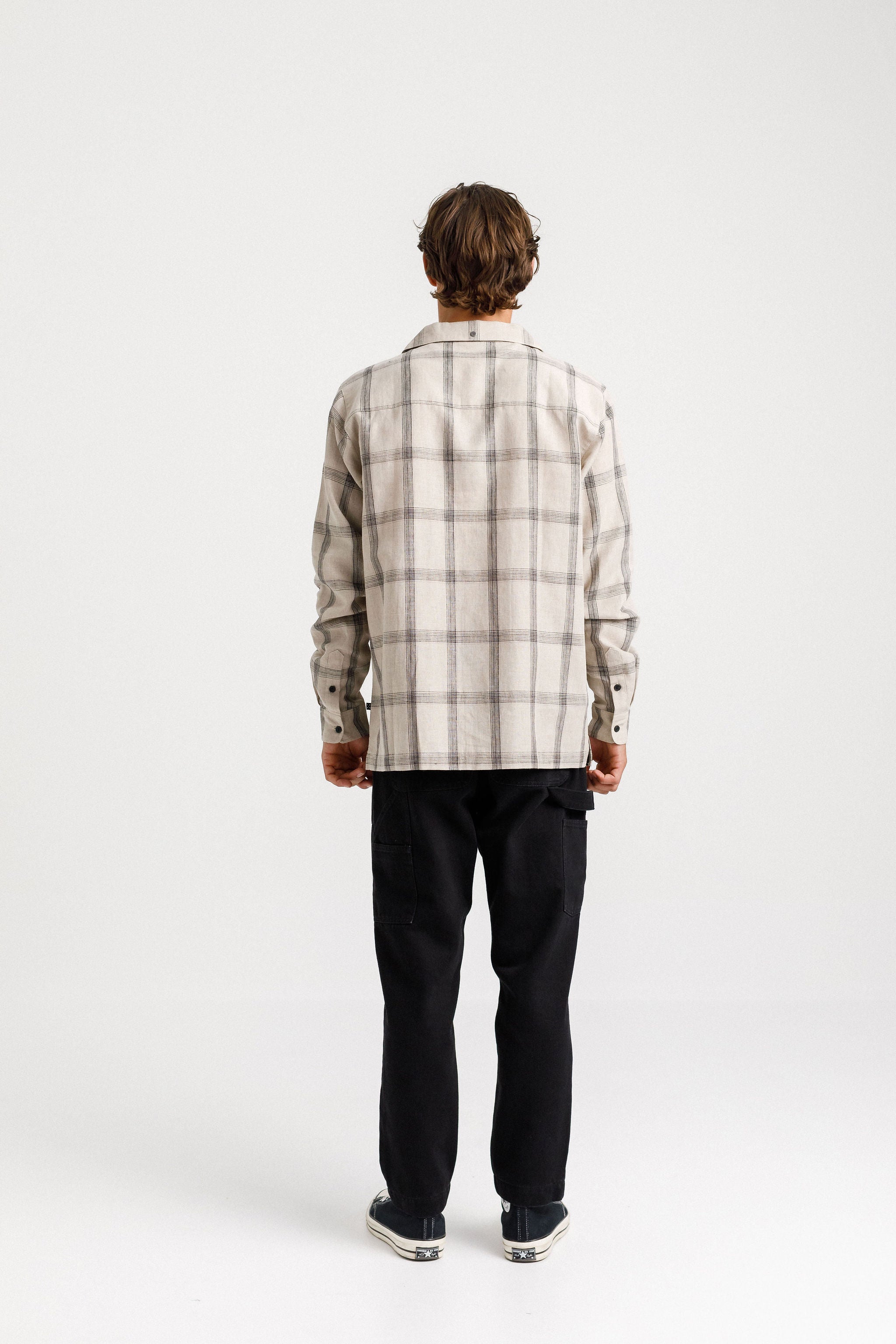 Long Sleeve Trope Shirt - Oat Plaid