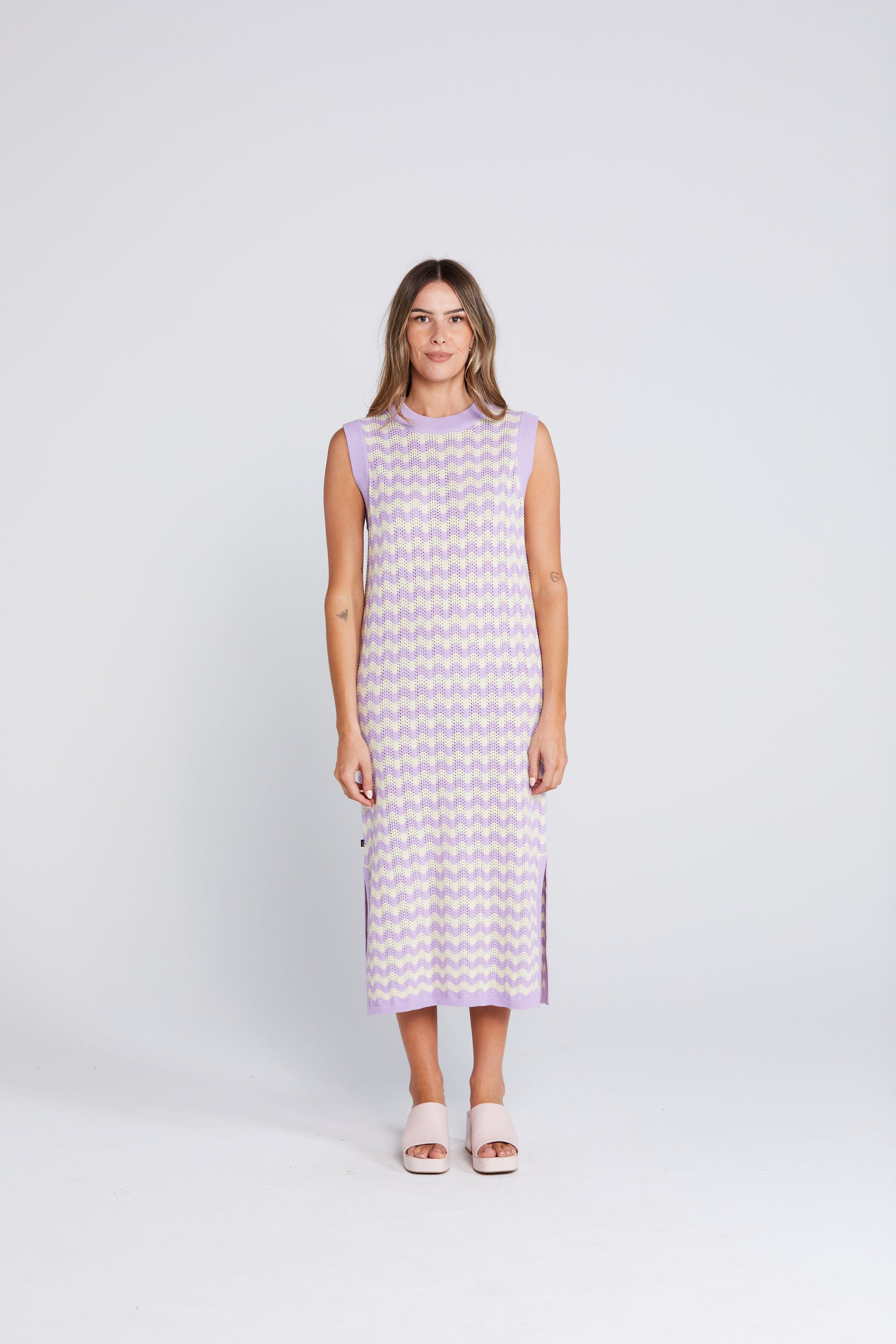 Squiggle Tank Dress - Creamy Lilac