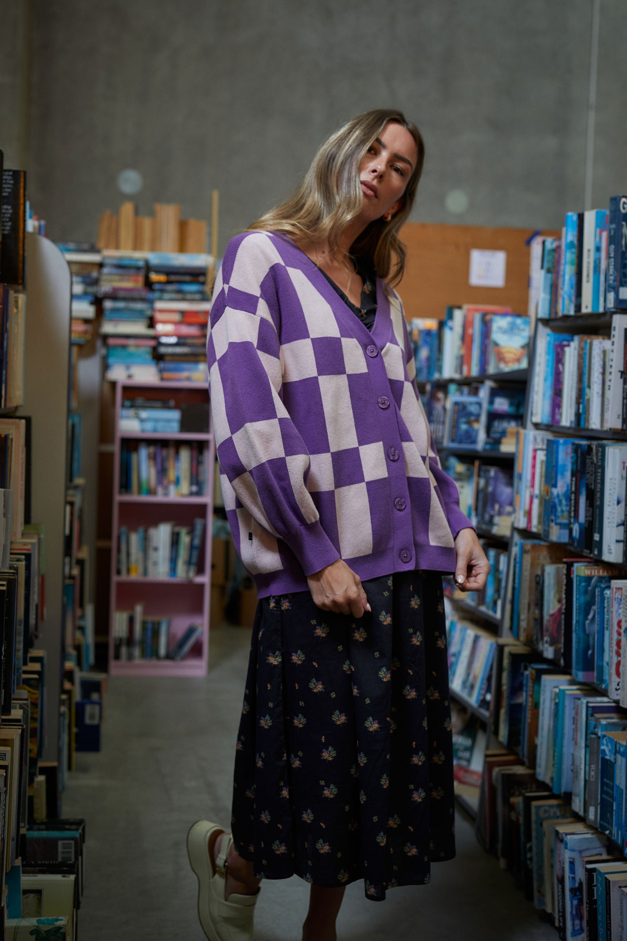 Check Up Cardigan - Berry Blush