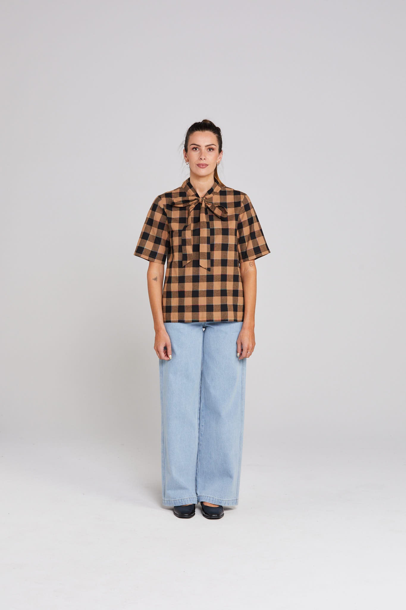 Nightcap Top - Cocoa Check