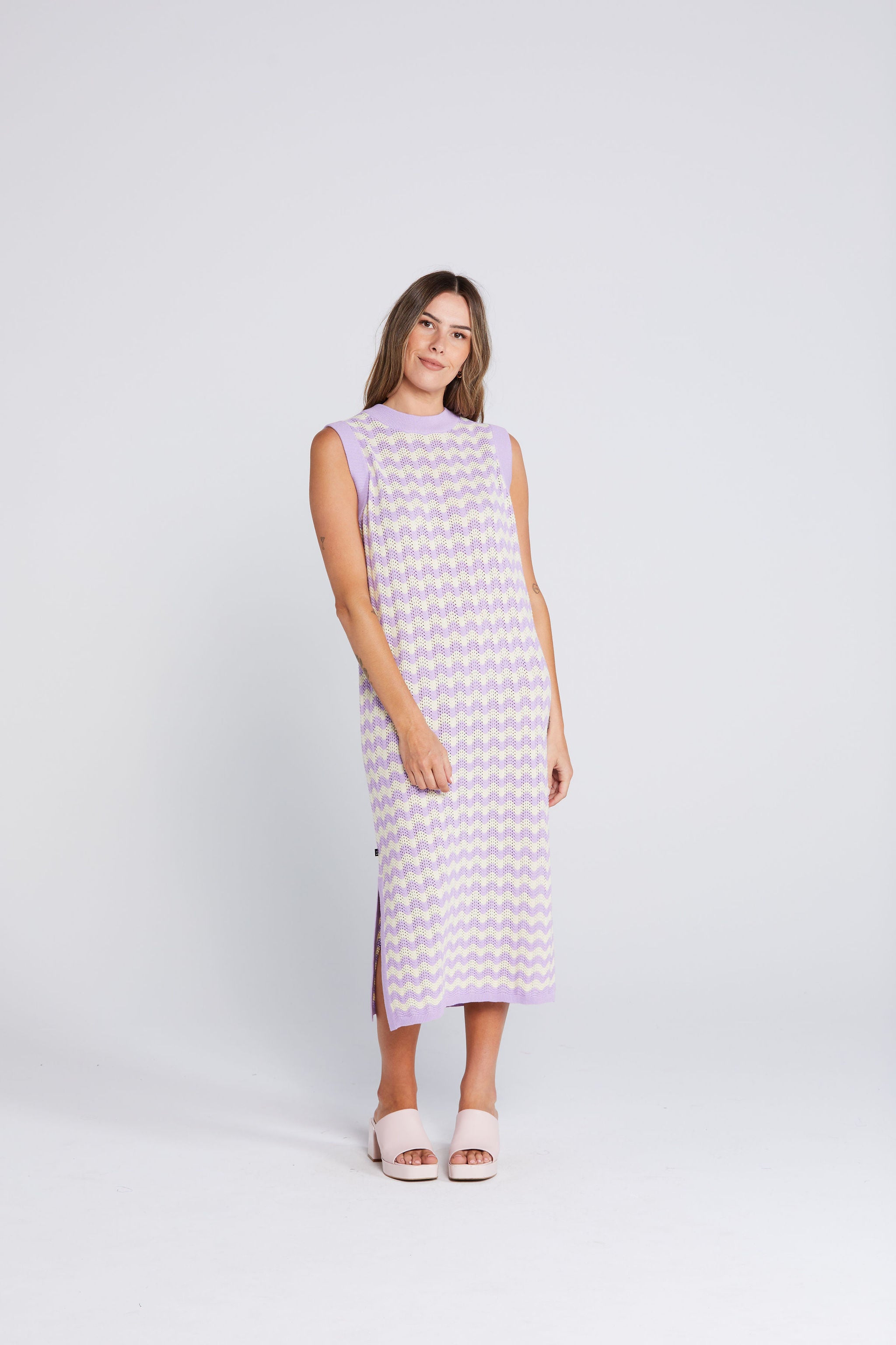 Squiggle Tank Dress - Creamy Lilac