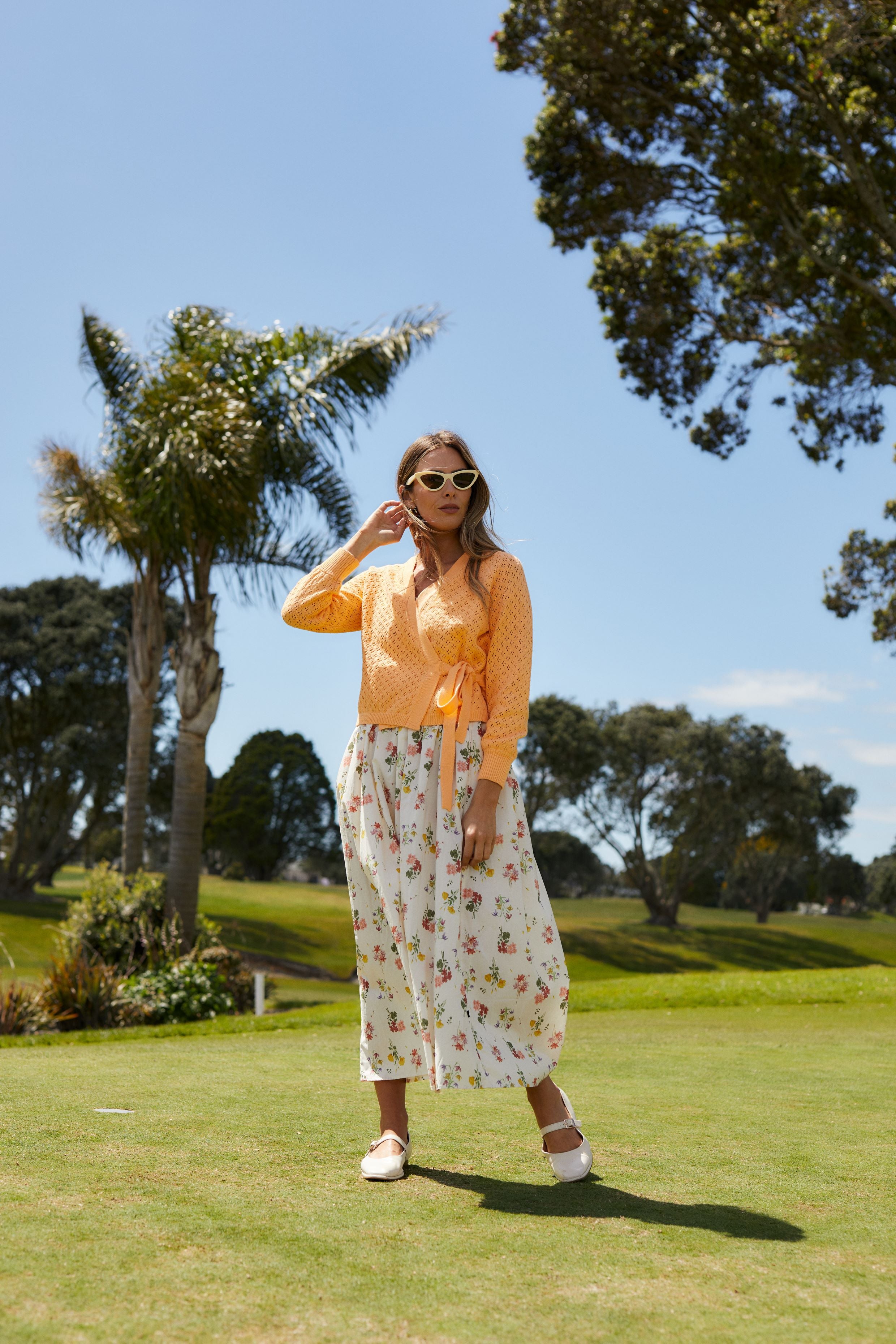 Wrapt Cardigan- Peach Pointelle