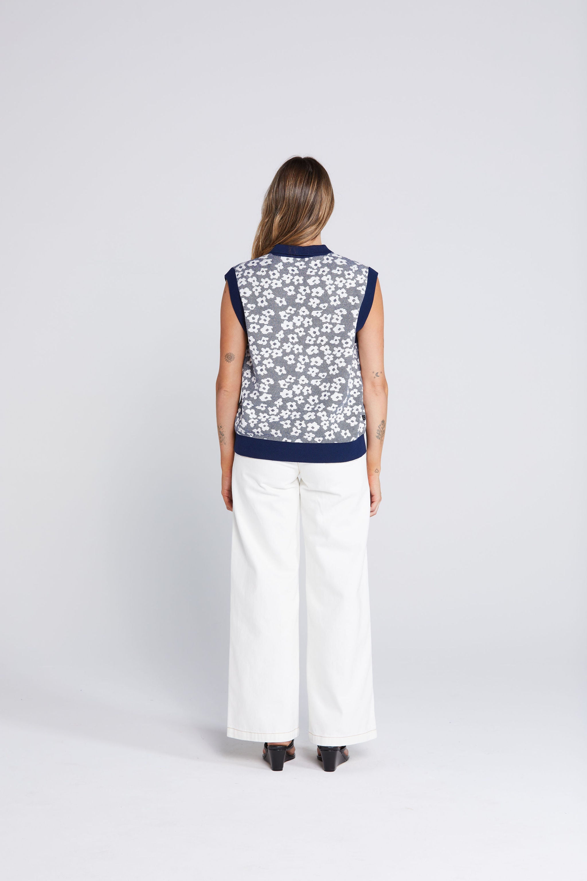 Fairway Flowers Polo - Bleached Navy