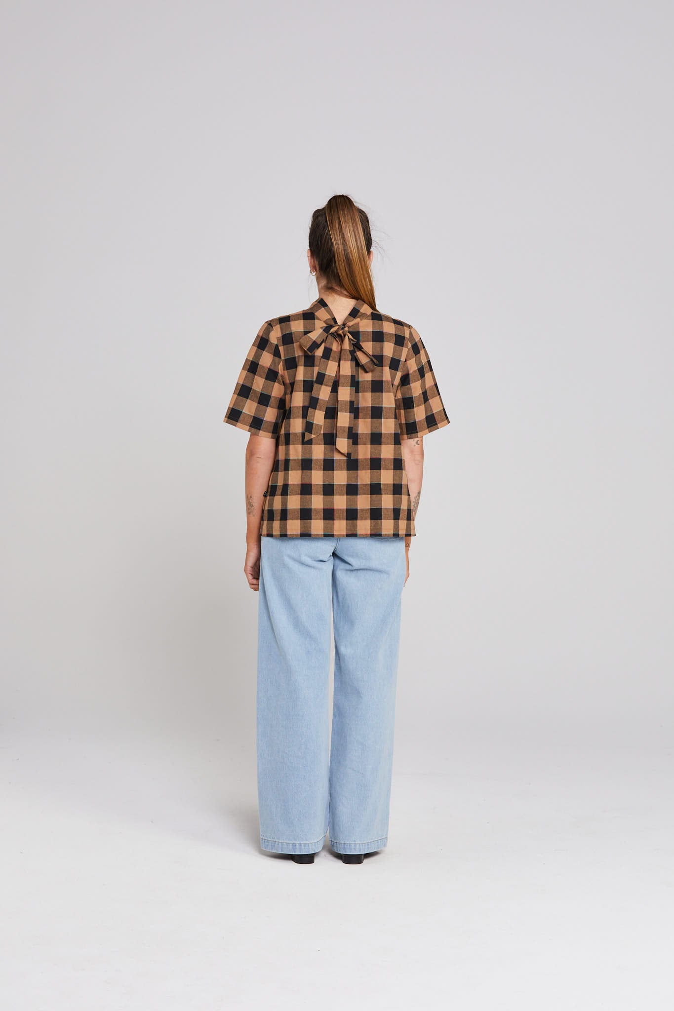 Nightcap Top - Cocoa Check