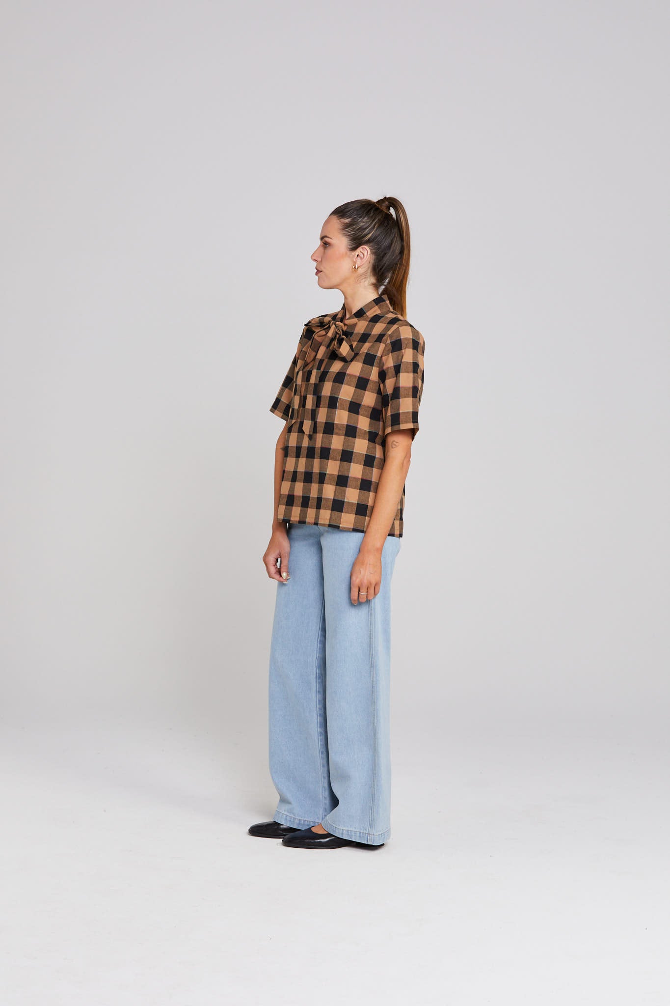 Nightcap Top - Cocoa Check