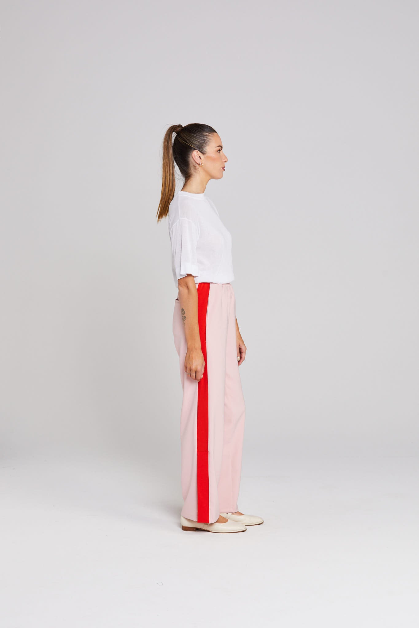 Contrast Snappy Pant - Pinky Tomato
