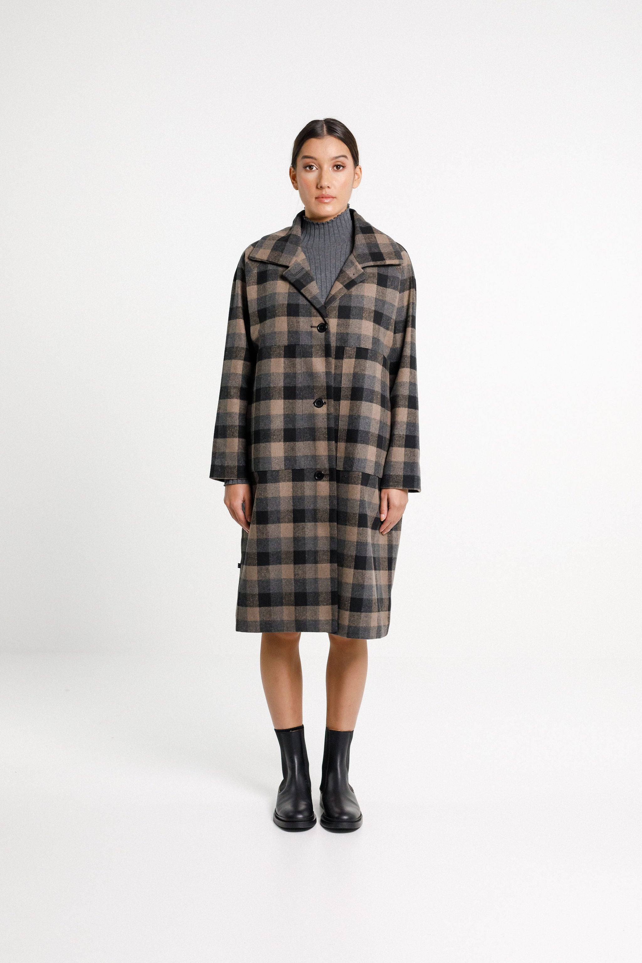 Quinn Coat - Ash Plaid