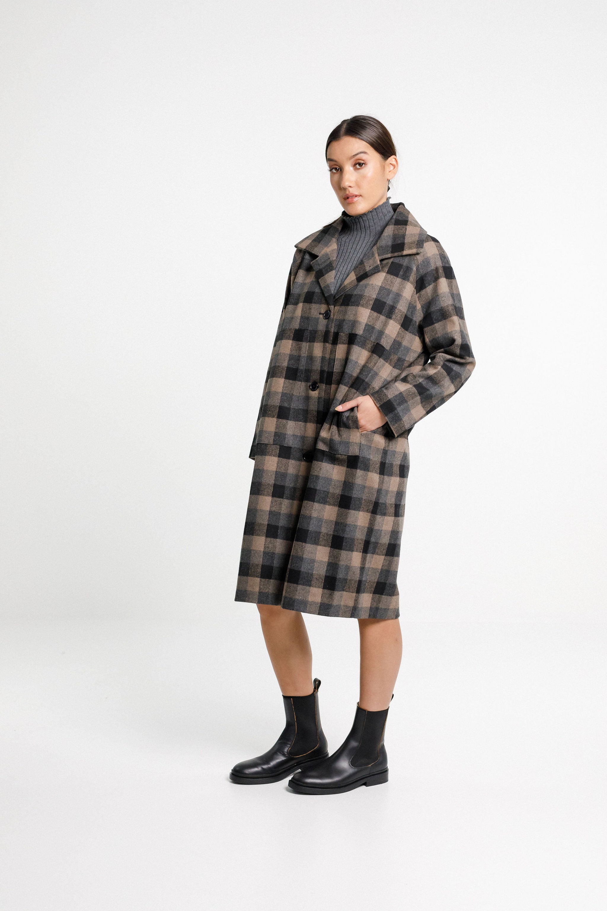 Quinn Coat - Ash Plaid