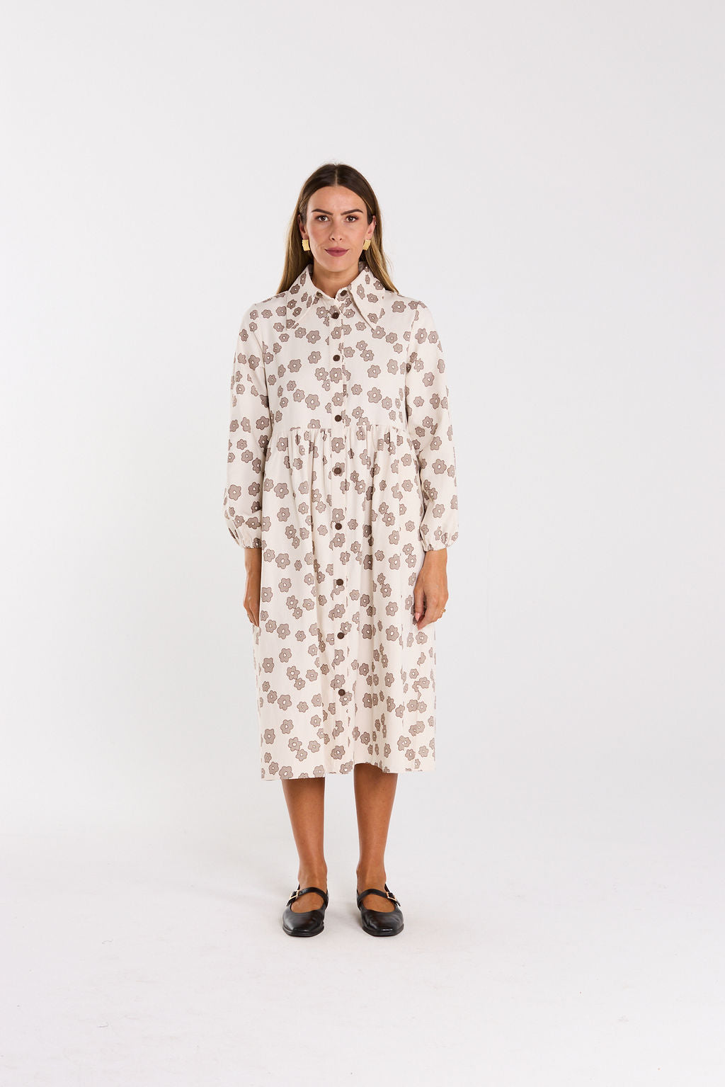 Aleah Dress - Latte Daisy
