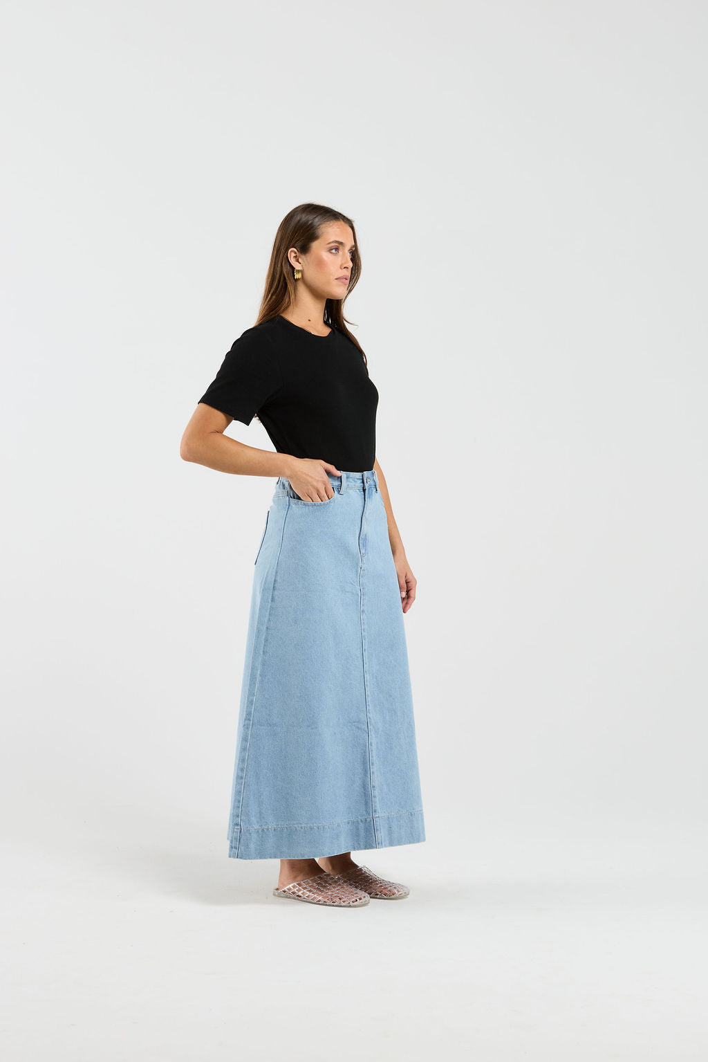Bettie Skirt - Stone Wash Denim