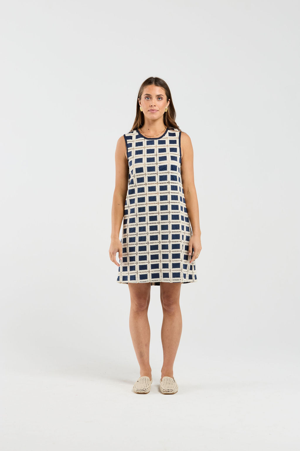 Florin Dress - Navy Grid