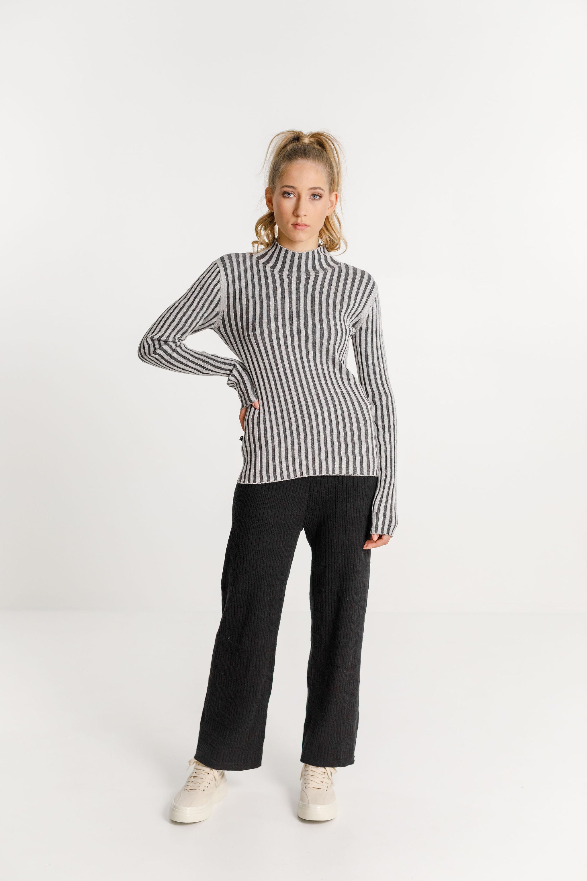 Turtle Neck - Sale - Black/Grey Stripe