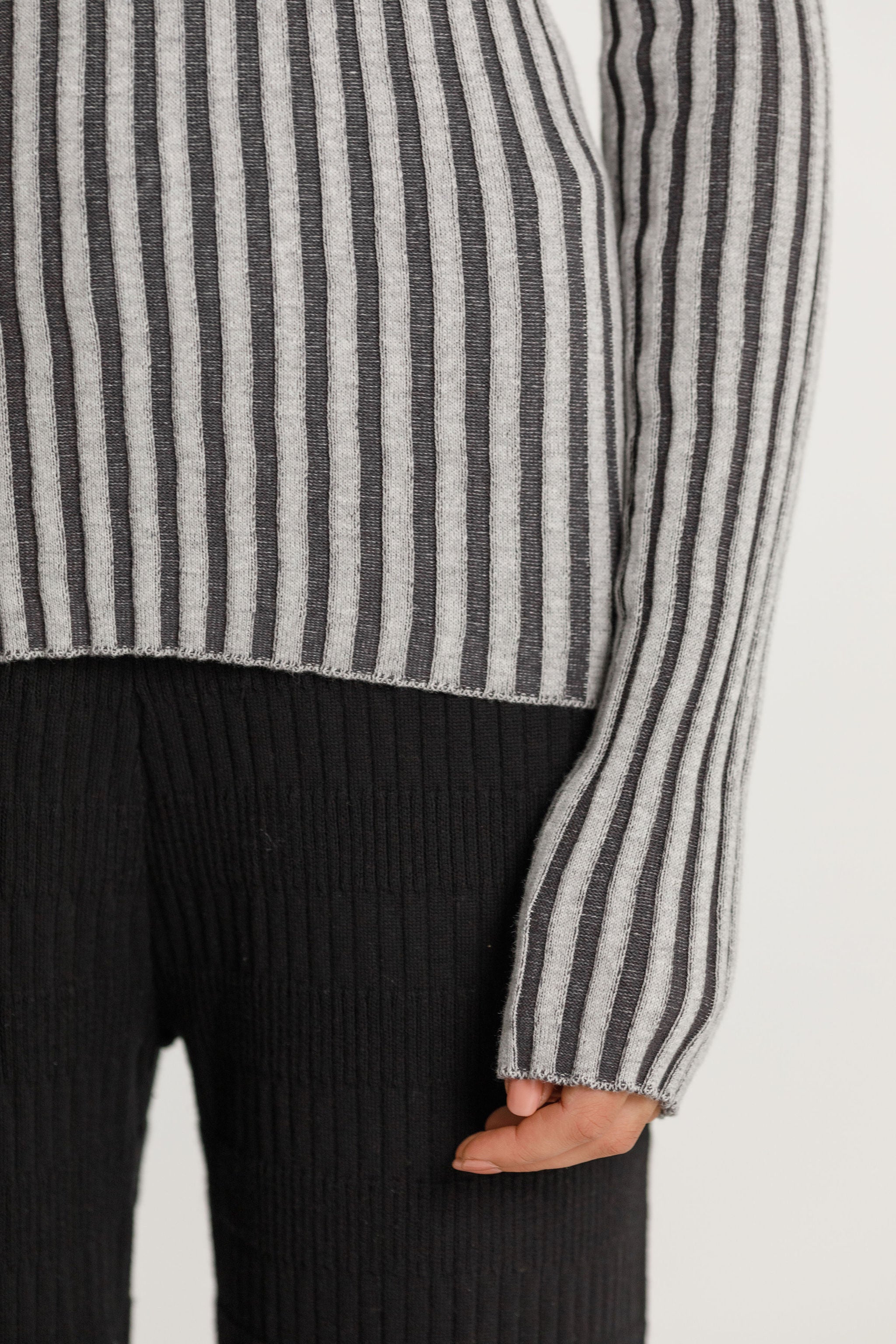 Turtle Neck - Sale - Black/Grey Stripe