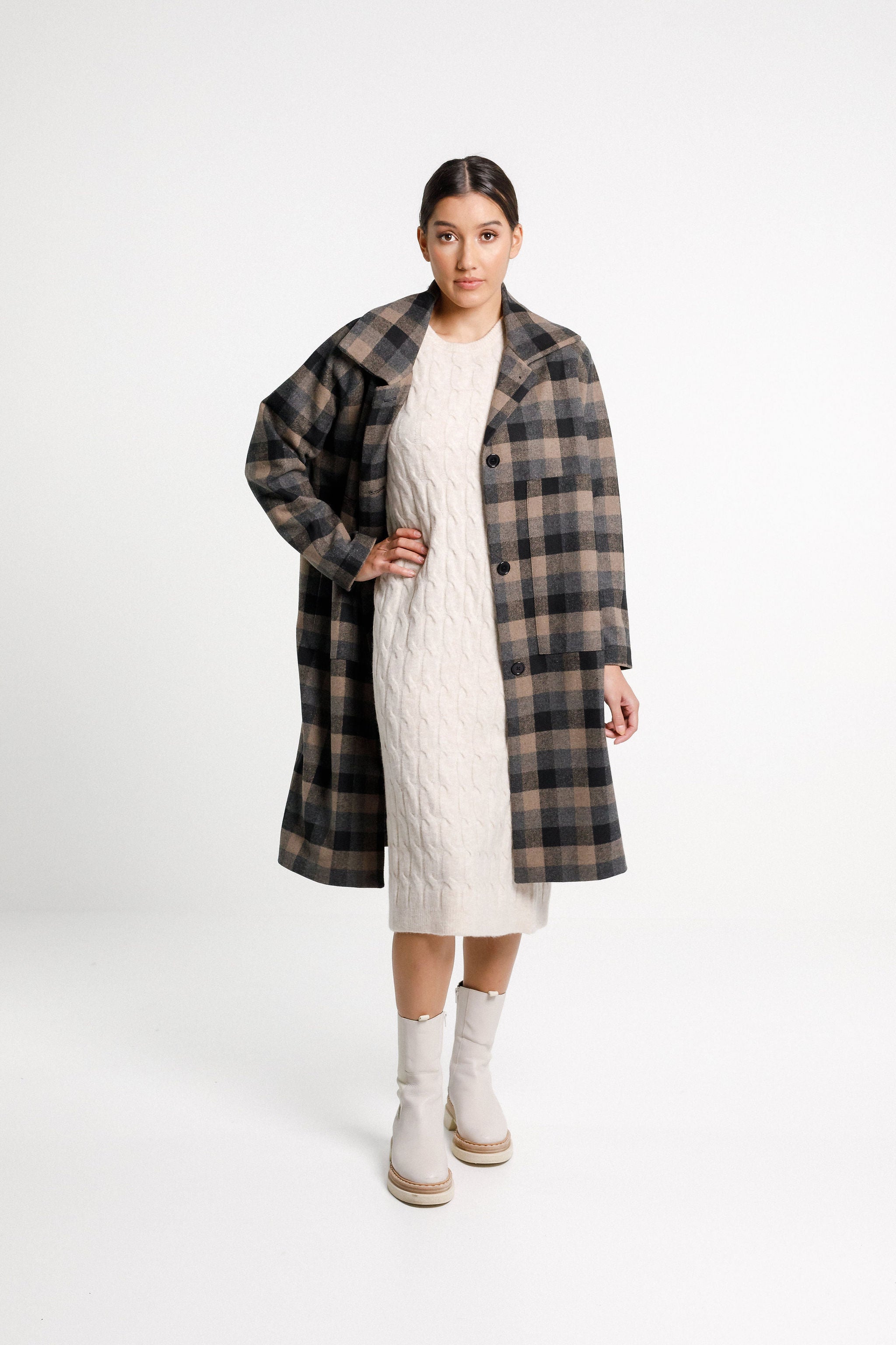 Quinn Coat - Ash Plaid
